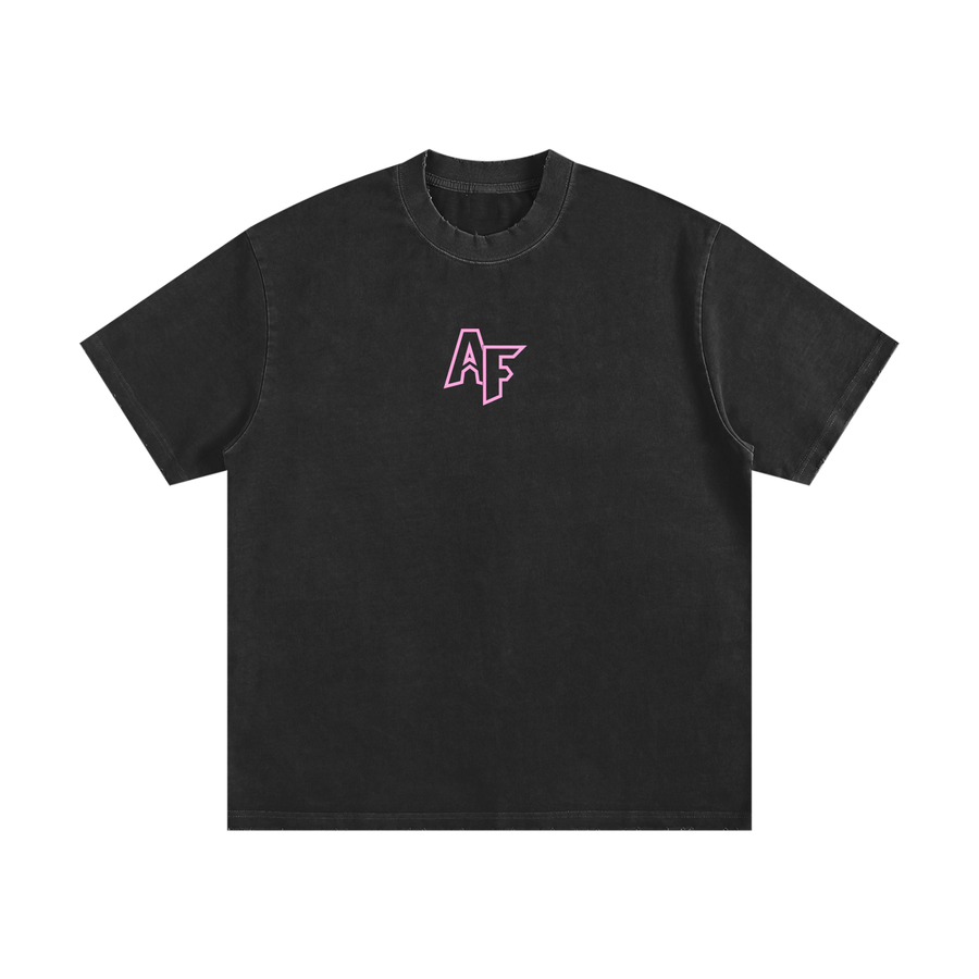 Pink AF Heavyweight Vintage Washed Frayed T-Shirt