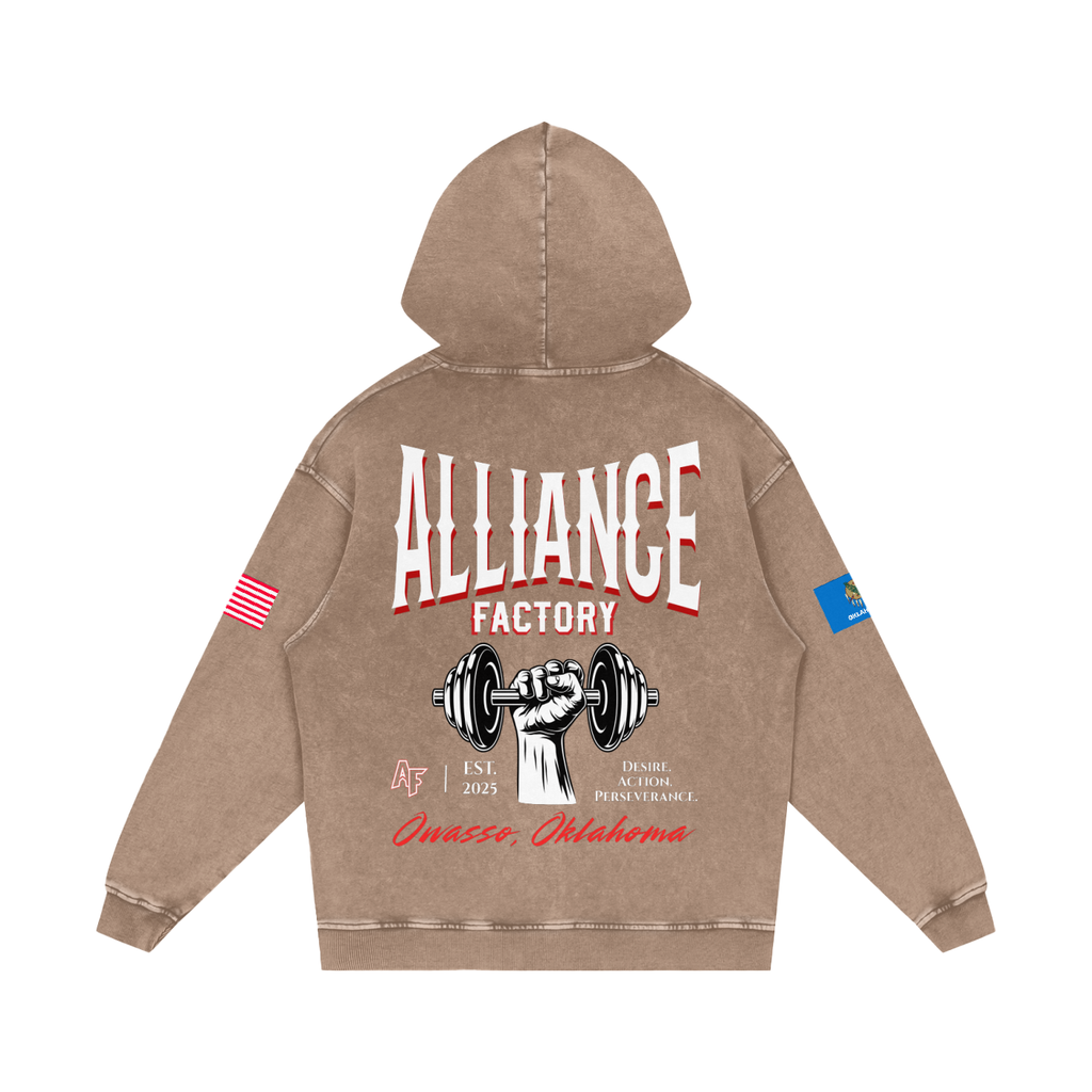 Alliance Factory Snow Washed Loose Cotton Hoodie
